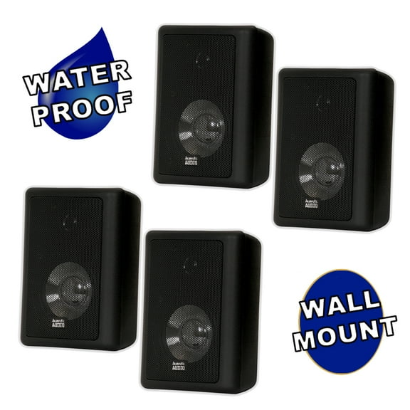 Acoustic Audio 151B Indoor Outdoor 2 Way Speakers 1200 Watt Black 2 Pair Pack 151B-2Pr