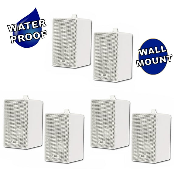 Acoustic Audio 251W Indoor Outdoor 3 Way Speakers 1200 Watt White 3 Pair Pack 251W-3Pr
