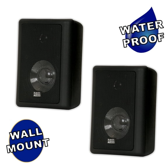 Acoustic Audio AA151B Indoor Outdoor 2 Way Speakers Black Mountable Pair