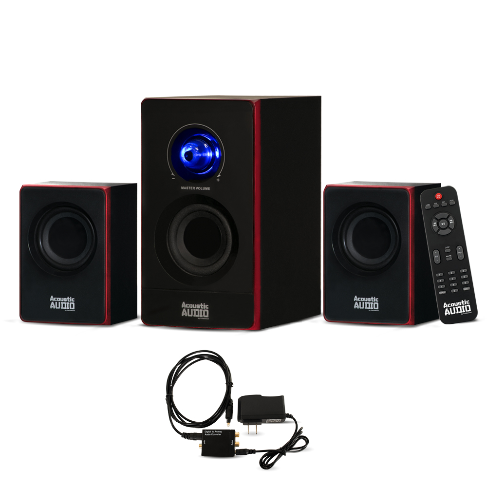 Acoustic Audio AA2103 Bluetooth Home 2.1 Speaker System with Optical Input for Multimedia - image 1 of 7