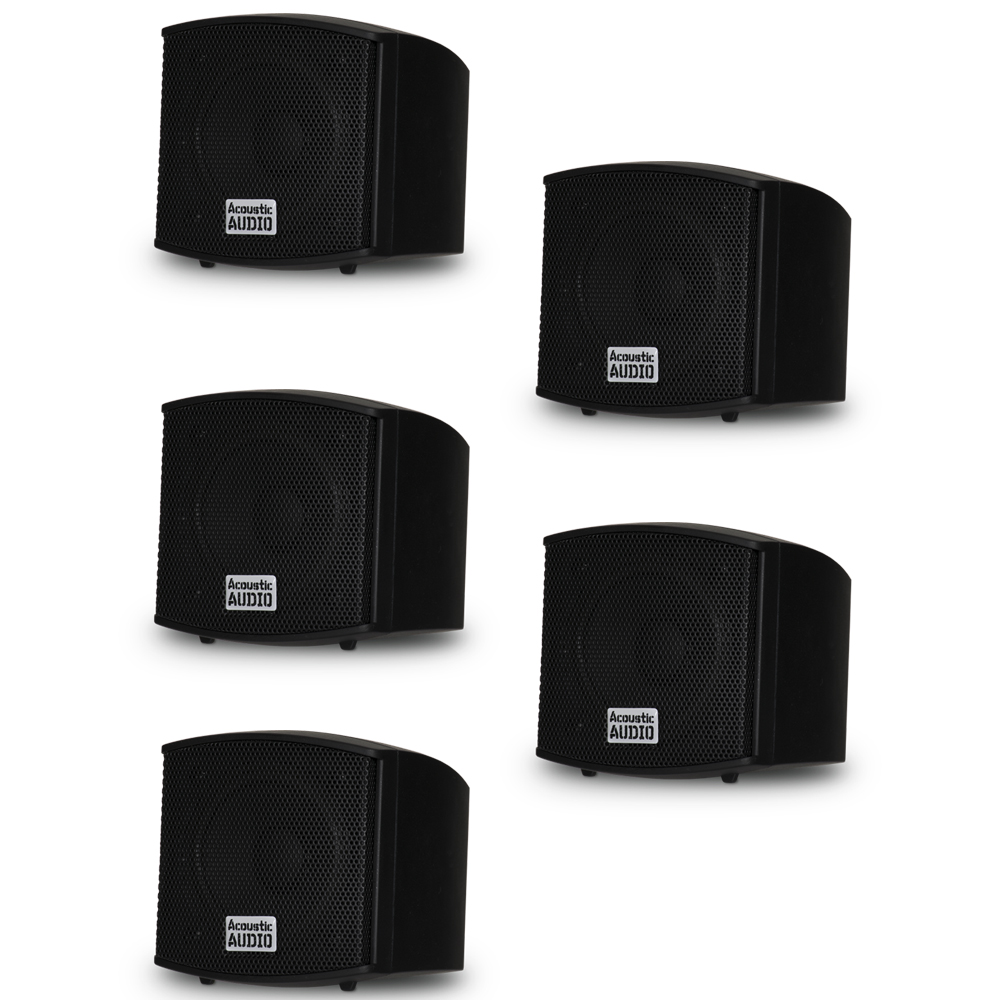 Acoustic Audio AA321B Mountable Indoor Black Speakers 1000 Watts 5 Piece Set AA321B-5S - image 1 of 5