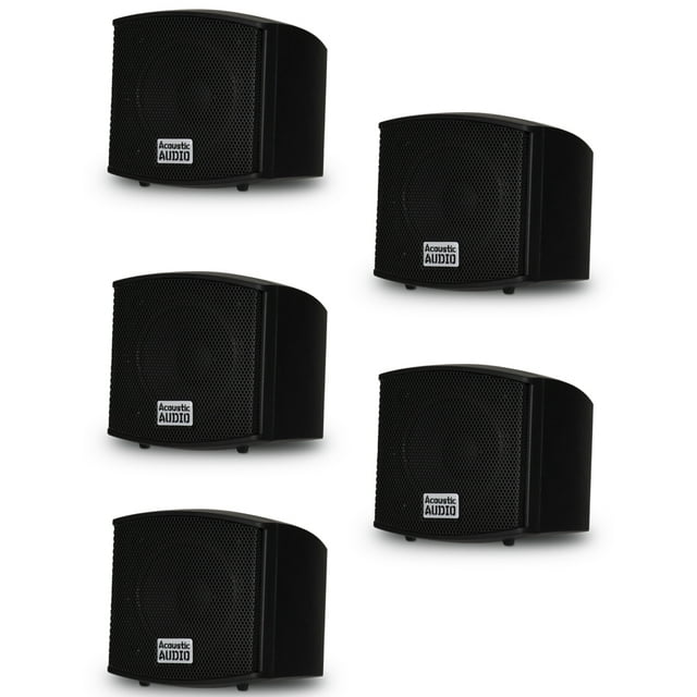 Acoustic Audio AA321B Mountable Indoor Black Speakers 1000 Watts 5 Piece Set AA321B-5S