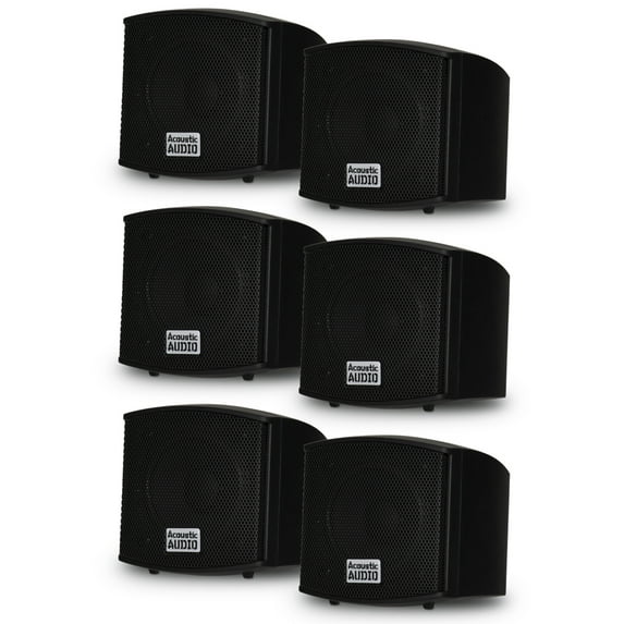 Acoustic Audio AA321B Mountable Indoor Speakers 1200 Watts Black 3 Pair Pack AA321B-3Pr