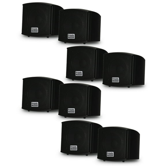 Acoustic Audio AA321B Mountable Indoor Speakers 1600 Watts Black 4 Pair Pack AA321B-4Pr