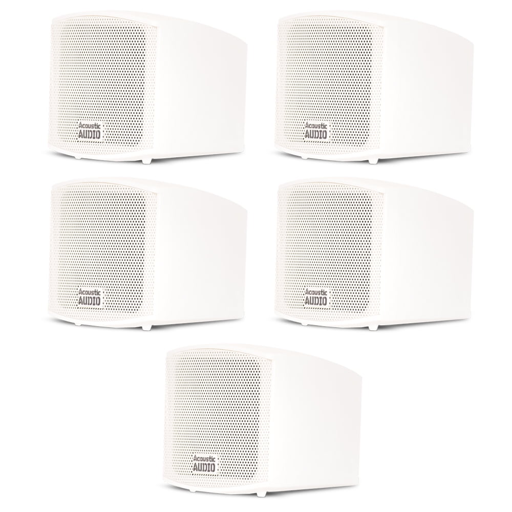 Acoustic Audio AA321W Mountable Indoor Speakers 1000 Watts White Bookshelf 5 Piece Set AA321W-5S