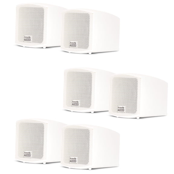 Acoustic Audio AA321W Mountable Indoor Speakers 1200 Watts White Bookshelf 3 Pair Pack AA321W-3Pr