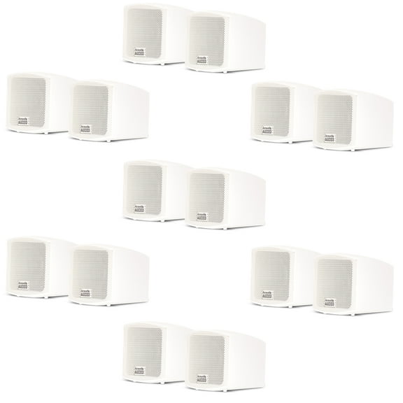 Acoustic Audio AA321W Mountable Indoor Speakers 2800 Watts White Bookshelf 7 Pair Pack AA321W-7Pr
