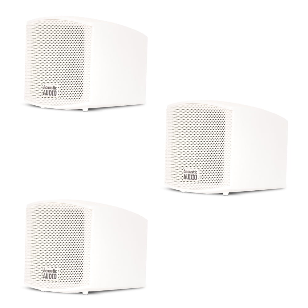 Acoustic Audio AA321W Mountable Indoor Speakers 600 Watts White Bookshelf 3 Piece Set AA321W-3S