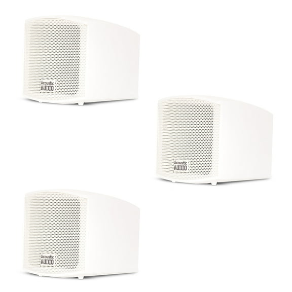 Acoustic Audio AA321W Mountable Indoor Speakers 600 Watts White Bookshelf 3 Piece Set AA321W-3S