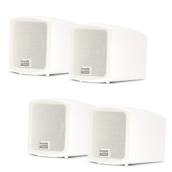 Acoustic Audio AA321W Mountable Indoor Speakers 800 Watts White Bookshelf 2 Pair Pack AA321W-2Pr