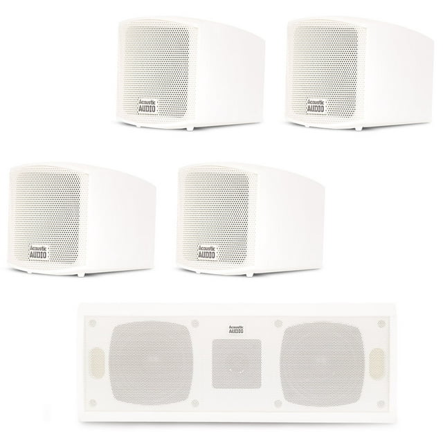Acoustic Audio AA321W and AA40CW Indoor Speakers Home Theater 5 Speaker Set