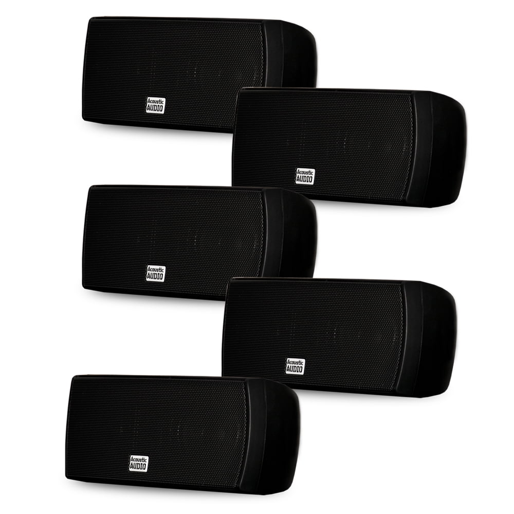 Acoustic Audio AA32CB Mountable Indoor Speakers 1500 Watts Black Bookshelf 5 Speaker Set AA32CB-5S