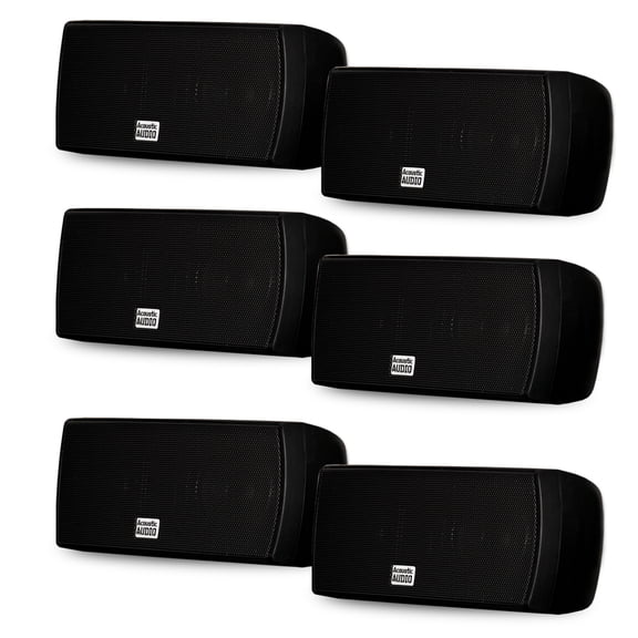 Acoustic Audio AA32CB Mountable Indoor Speakers 1800 Watts Black Bookshelf 3 Pair Pack AA32CB-3PR