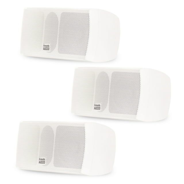 Acoustic Audio AA32CW Mountable Indoor Speakers 900 Watts White Bookshelf 3 Speaker Set AA32CW-3S
