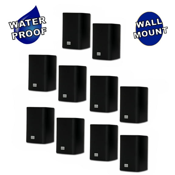 Acoustic Audio AA351B Indoor Outdoor 2 Way Black Speakers 2500 Watt 5 Pair Pack AA351B-5Pr