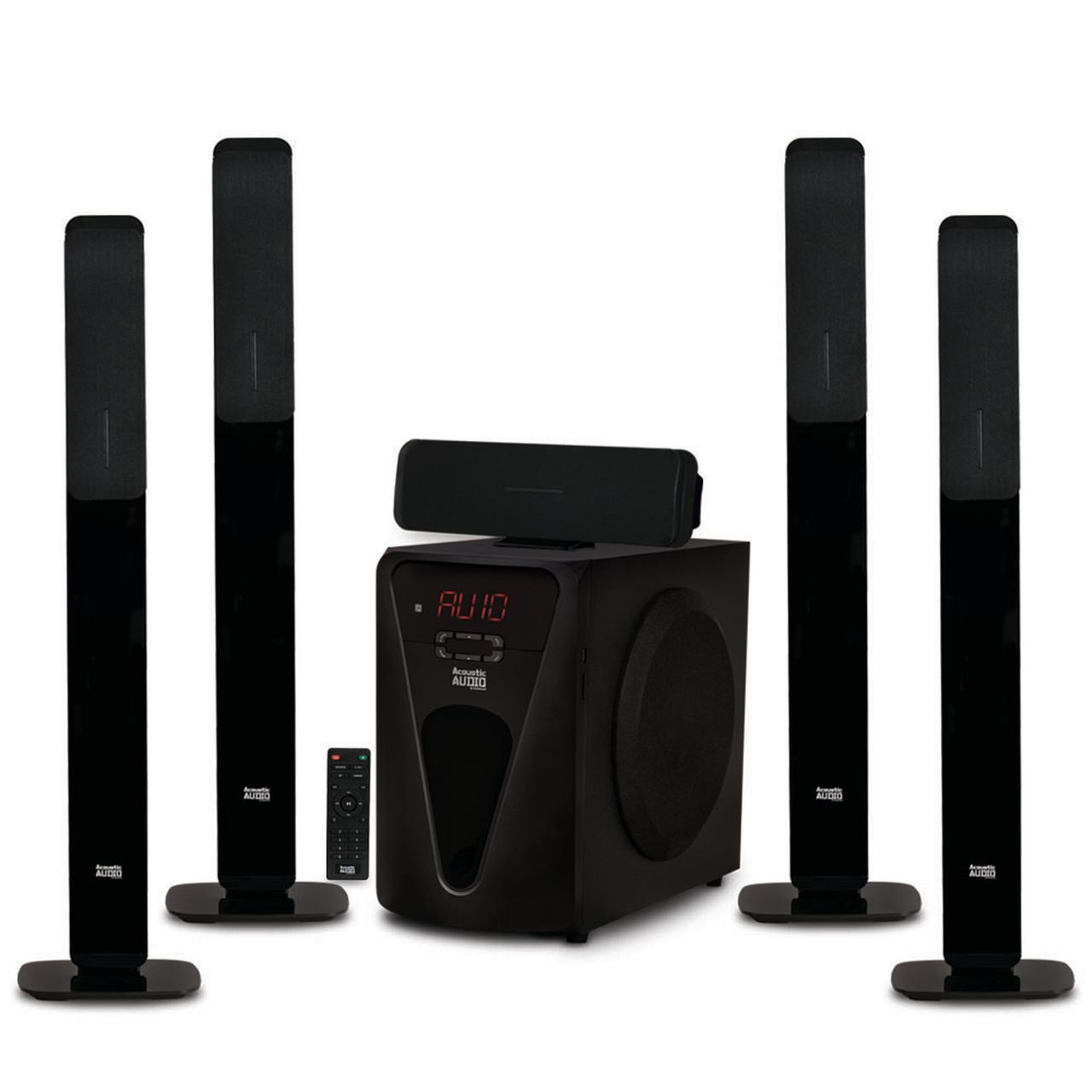 Acoustic Audio AAT5005 Bluetooth Tower 5.1 Home Theater Speaker System with Digital Optical Input and 8" Powered Subwoofer - image 1 of 6