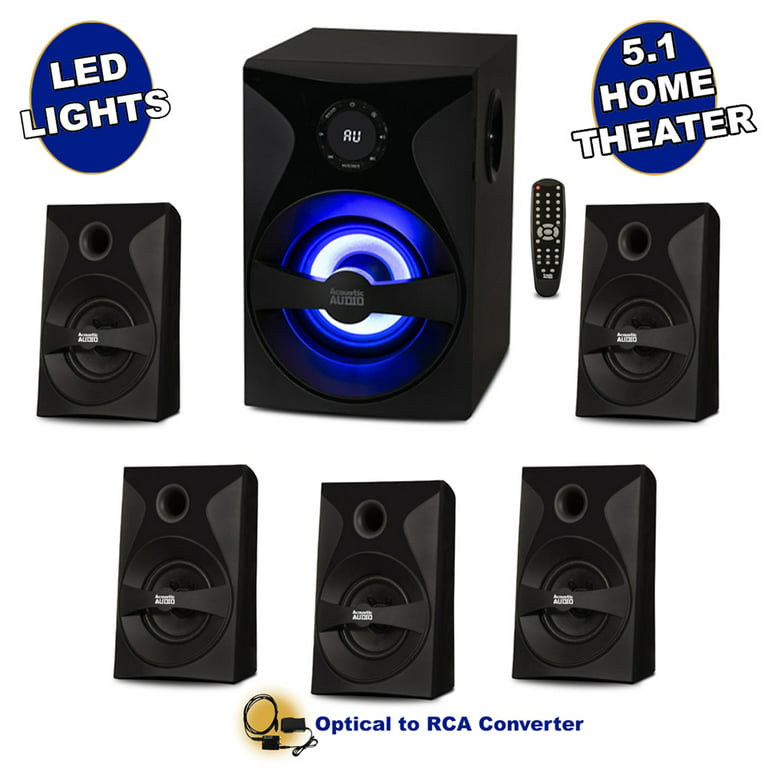 Acoustic Audio Bluetooth 5.1 Speaker System with Sub Light FM and