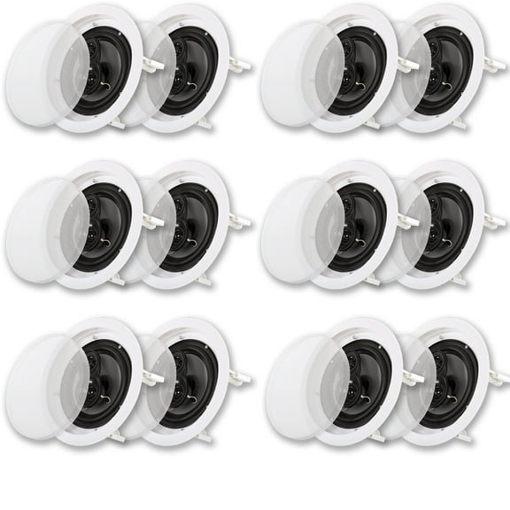 Acoustic Audio CS-IC63 In Ceiling 6.5" Speaker 6 Pair Pack 3 Way Home Theater Flush Mount