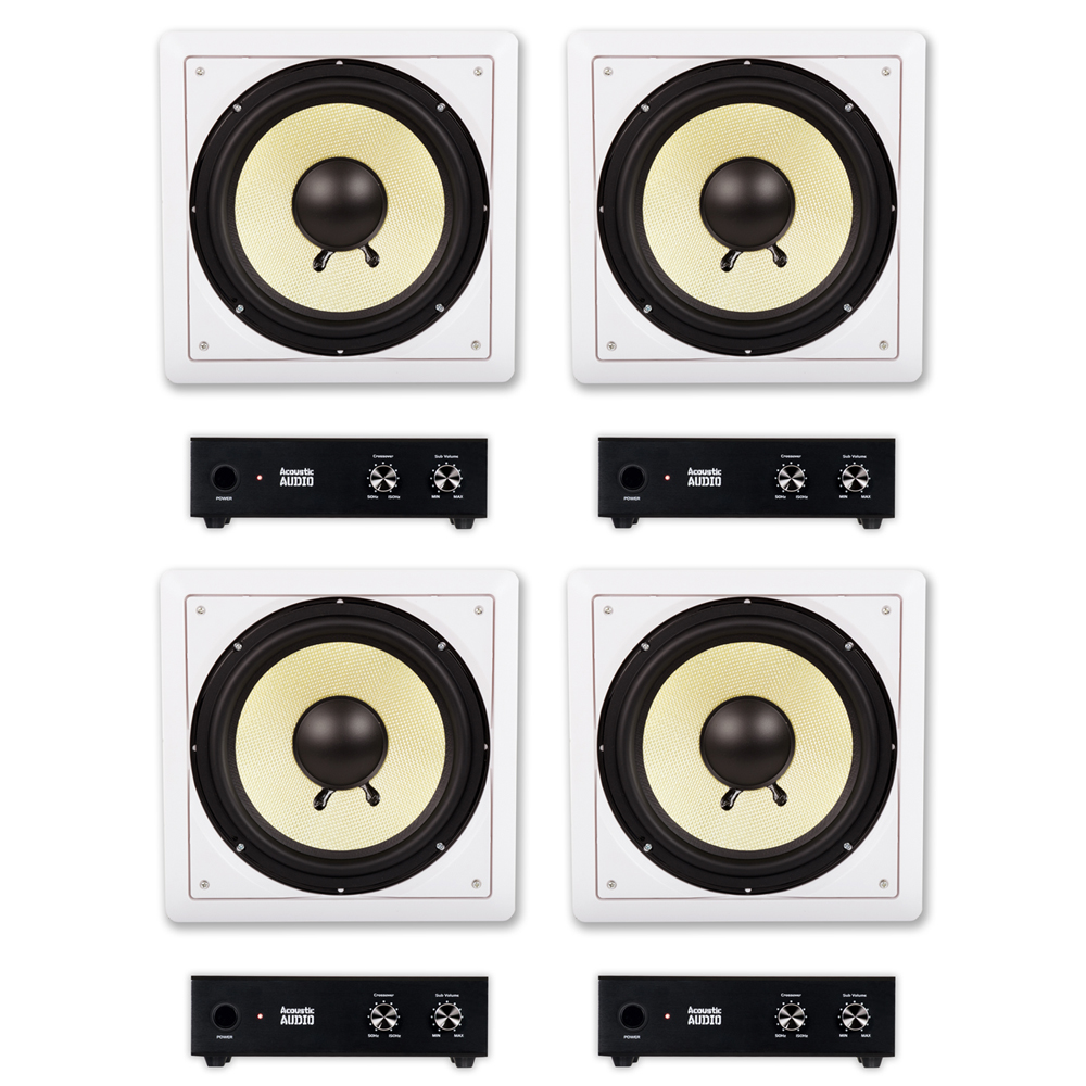 Acoustic Audio HD-S10 Flush Mount Subwoofers with 10" Speaker and Amps 4 Pack - image 1 of 7