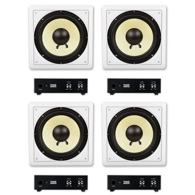 Acoustic Audio HD-S10 Flush Mount Subwoofers with 10" Speaker and Amps 4 Pack