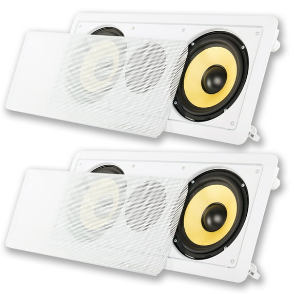 Acoustic Audio HD-6c Flush Mount Speakers Dual 6.5" Woofers In Wall 2 Pack
