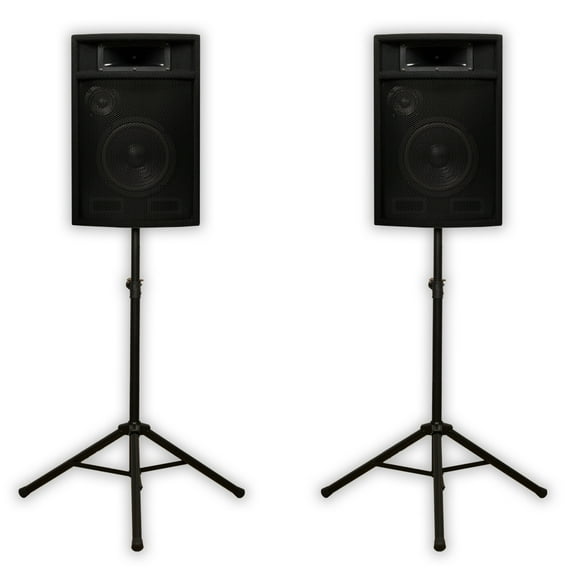 Acoustic Audio PA-380X Passive 8" DJ Speakers and Stands PA Karaoke 3-Way Studio Home Audio