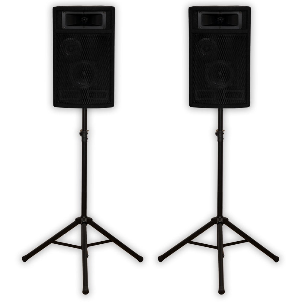 Acoustic Audio PA-500X Passive 800 Watt 3-Way Speaker Pair DJ PA Speakers and Stands