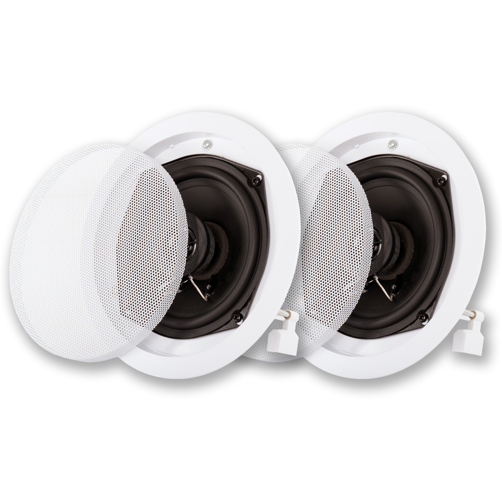 Acoustic Audio R-191 In Ceiling / In Wall Speaker Pair 2 Way Home Theater Surround Speakers - image 1 of 4