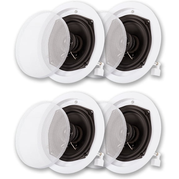 Acoustic Audio R191 In Ceiling / In Wall Speaker 2 Pair Pack 2 Way Home Theater Flush Mount
