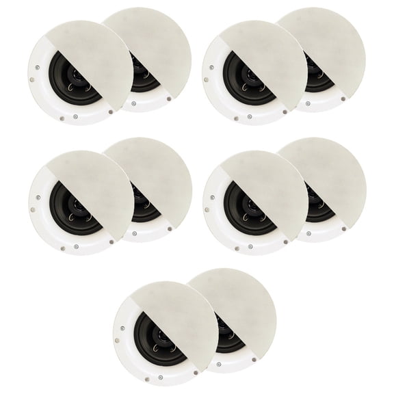 Acoustic Audio R192 Frameless In Ceiling / In Wall Speaker 5 Pair Pack 2 Way Home Theater Surround Speakers