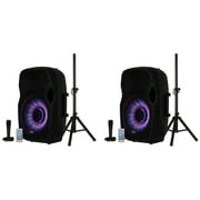 Acoustic Audio by Goldwood 15" 1000W Bluetooth LED Speaker System, (2 Pack)