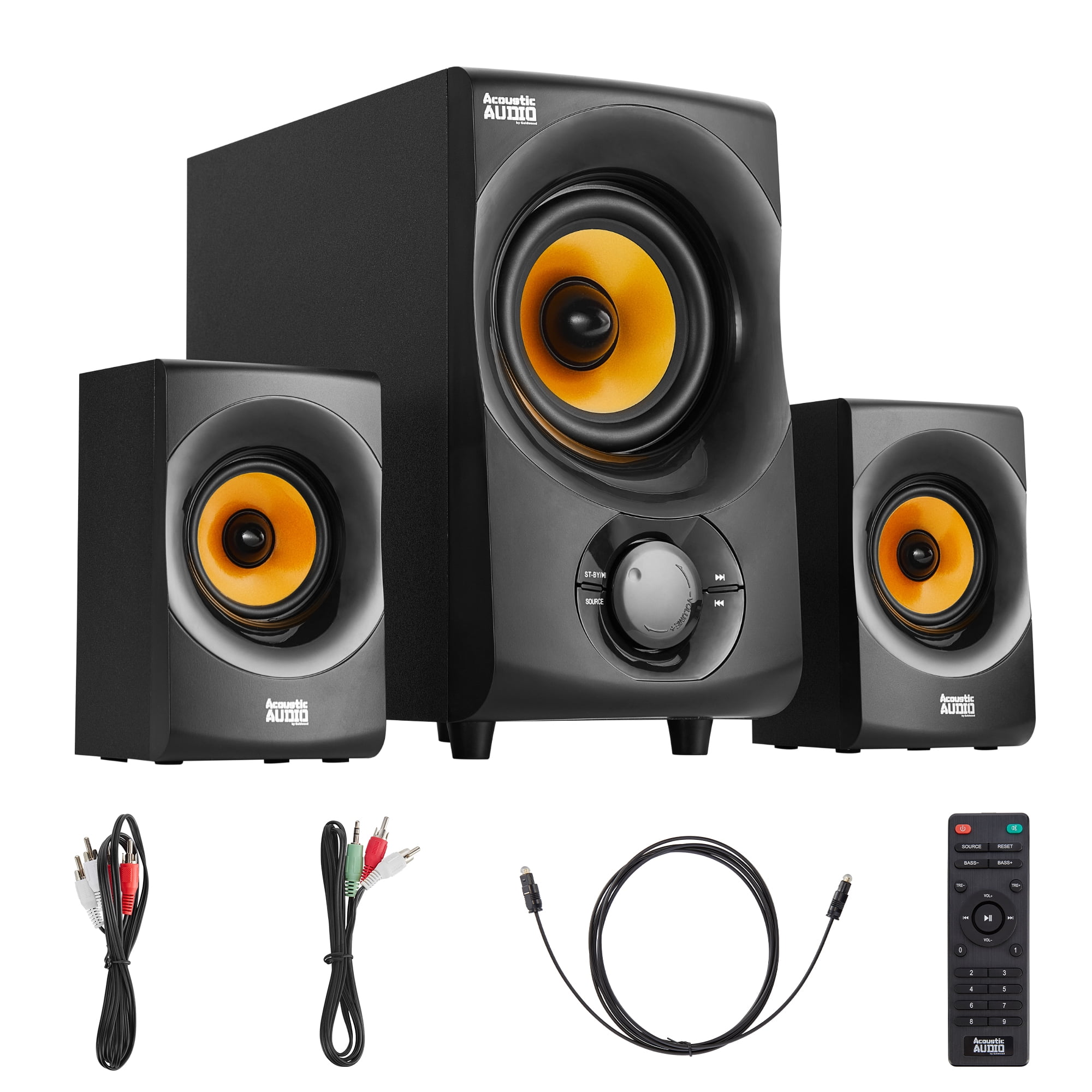 Acoustic Audio by Goldwood Bluetooth 2.1 Speaker System 2.1-Channel Home Theater Speaker System, with Optical/Aux/USB/SD Inputs Black (AA2170)