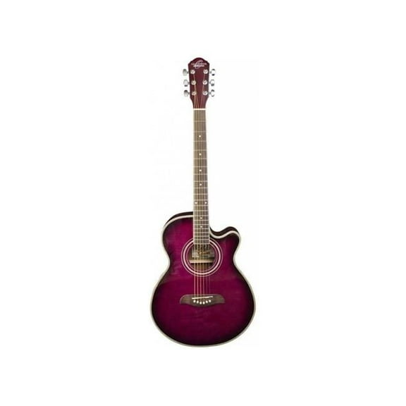 Acoustic Electric Guitar Flame Top Transparent Purple Burst