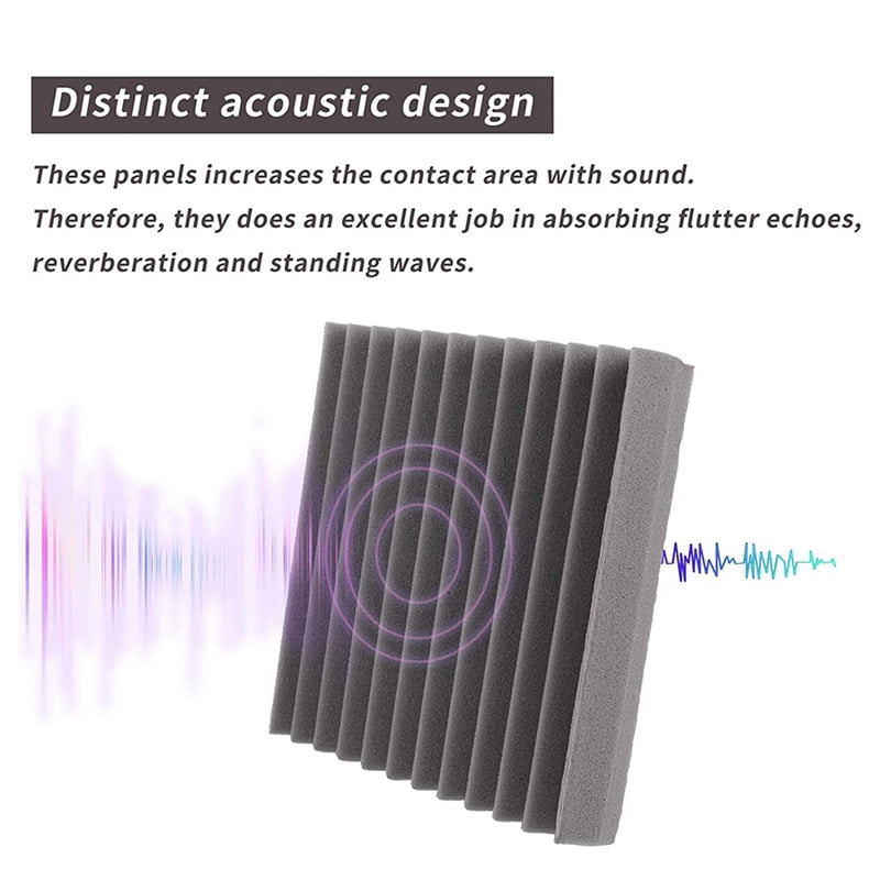 Acoustic Foam Panels 12 Pcs, Soundproof Wall Panels 30x30x5cm, High Density Sound Absorbing Panel for Walls White