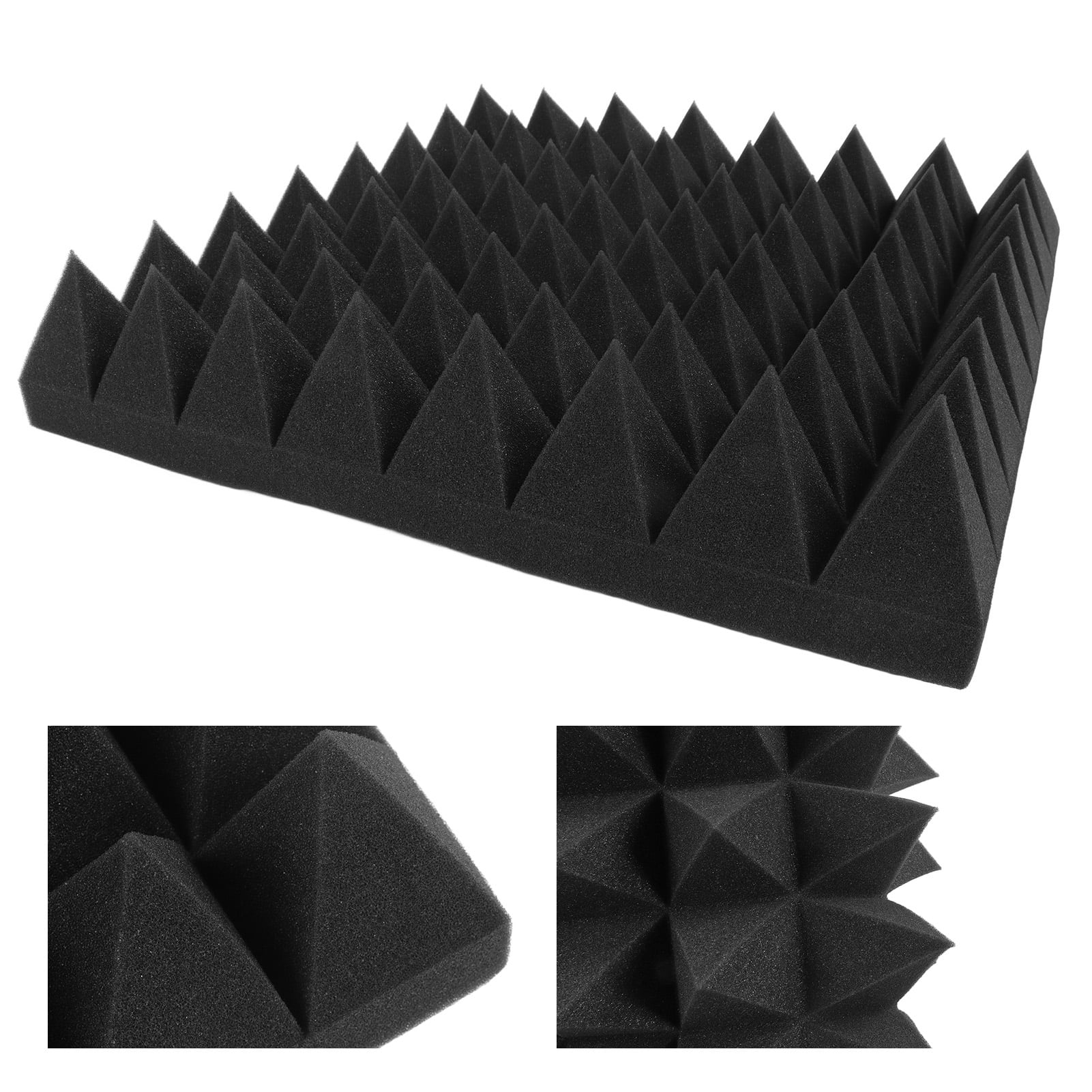 Acoustic Foam Panels, 19.7x19.7x3.9 In Pyramid Design Soundproof Panels