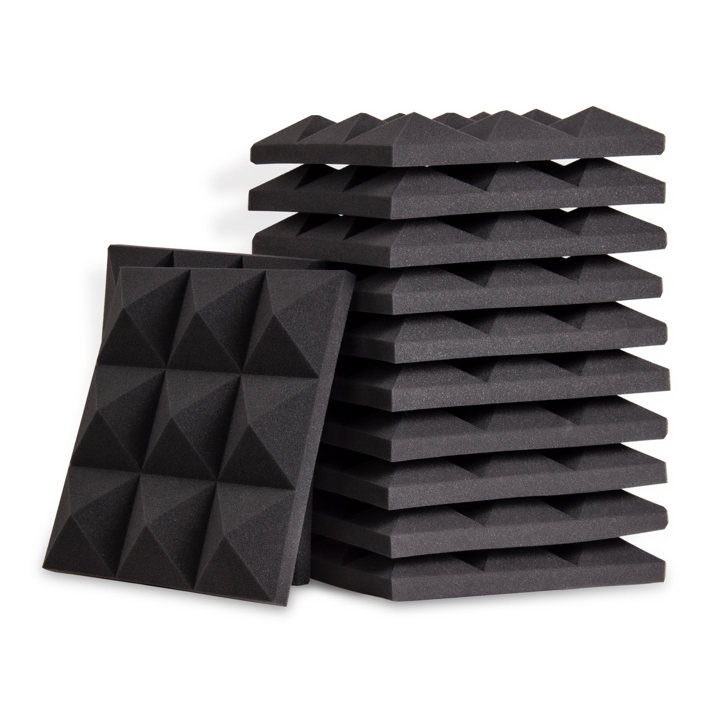 Focusound Acoustic Foam 1 x 12 x 12 Noise Cancelling Wedge Panels, 50 Pack.