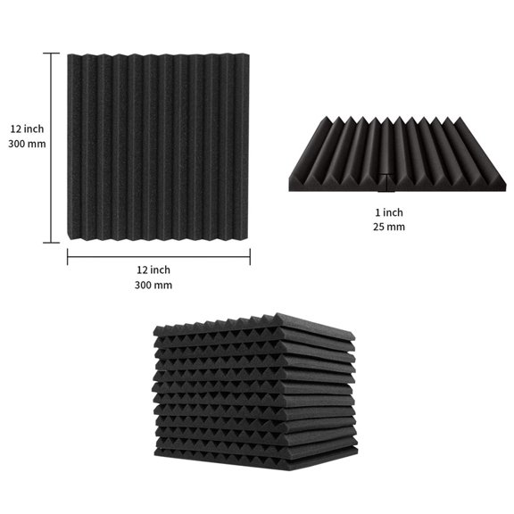 Acoustic Foam Panels Wedges 24 Pack Acoustic Panels 1 x 12 x 12inch Studio Sound Absorbing Tiles Recording Ceiling
