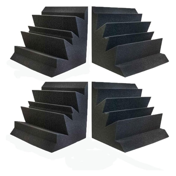 Acoustic Foam XL Bass Trap Studio Soundproofing Corner Wall 12" X 12" X 12" (4 PACK) - Color: Charcoal