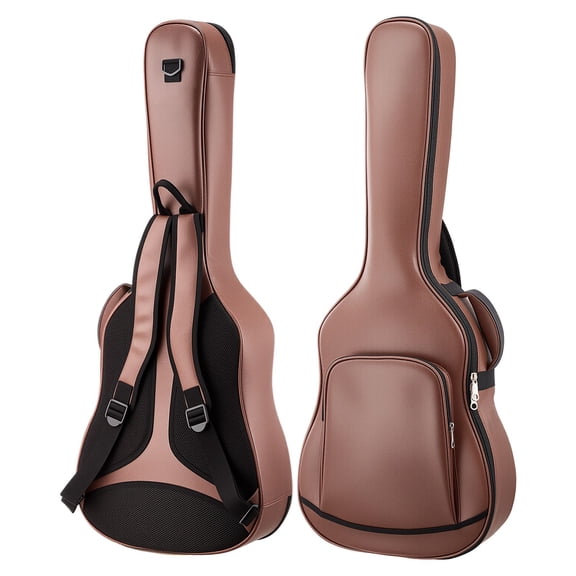 Acoustic Guitar Hard Case 41 Inch, Hardshell Travel Case with Accessory Pocket, Foam Padding, Handle & Shoulder Strap, Brown