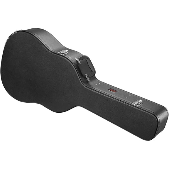 Acoustic Guitar Hard Case, 43.31 in Gourd-Shaped Guitar Hard Case, With Lock Latch Key Handle, PVC Padding Soft Lining Water-Resistant Hard Shell Guitar Case, for 39-41 in Acoustic Guitar, Black