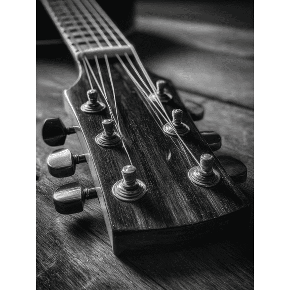 Acoustic Guitar Headstock Canvas Print, Wall Art for Living Room, Bedroom, Music Room, Cafe, Studio, Office, Bar
