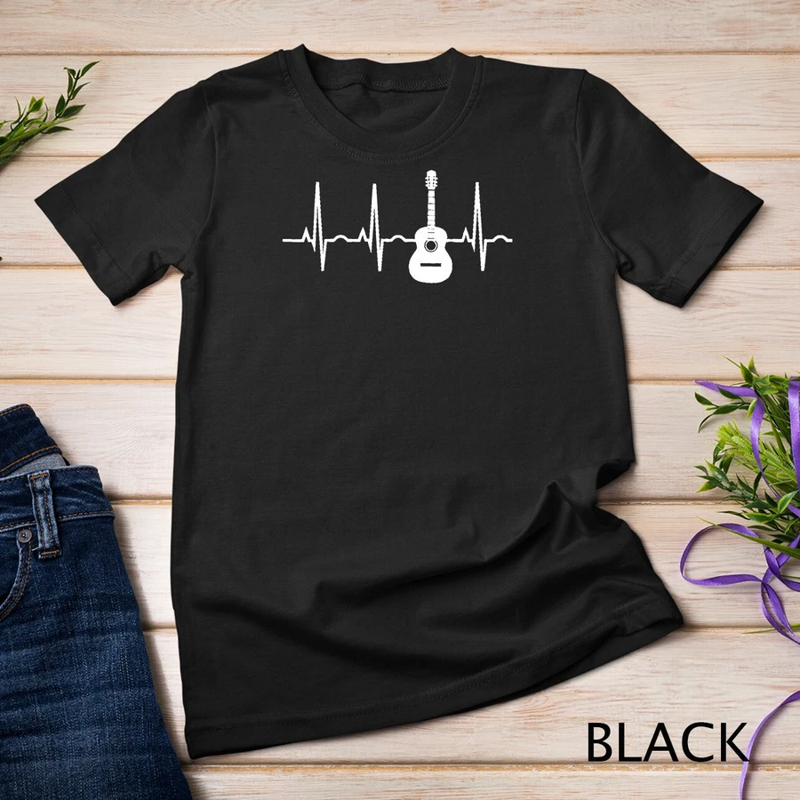 Acoustic Guitar Heartbeat Musician Instrument Player Aesthetic Tee,for unisex up to 5XL