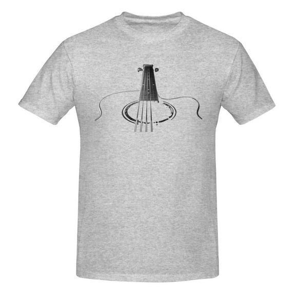 Acoustic Guitar Men'S Basic Short Sleeve T-Shirt Gray Large
