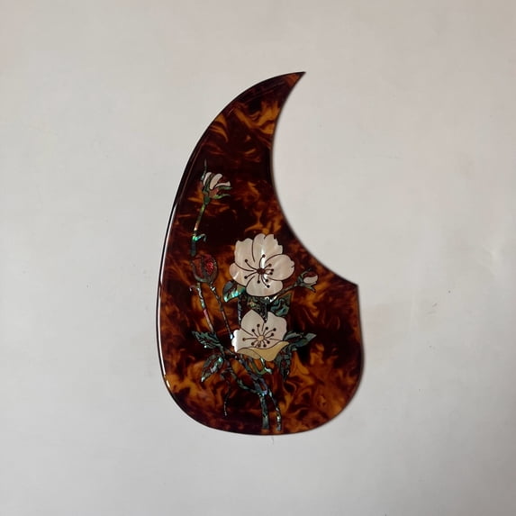Acoustic Guitar Pickguard Anti-Scratch Guard Plate Inlaid Abalone Flower Perfect Replacement Pickguard for Most Folk Acoustic Guitar