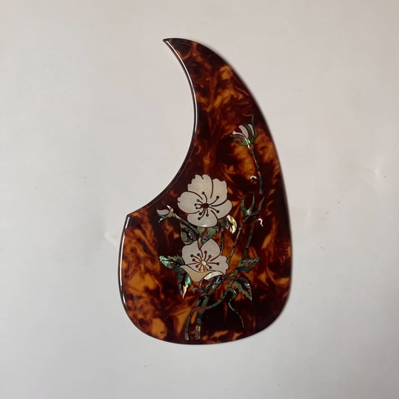 Acoustic Guitar Pickguard Anti-Scratch Guard Plate Inlaid Abalone Flower Perfect Replacement Pickguard for Most Folk Acoustic Guitar