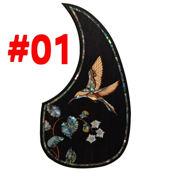 Acoustic Guitar Pickguard Solid Wood Pick Guard Anti-scrape Plate Inlaid Abalone Flower Self-adhesive for Martin D-45 Acoustic Guitar