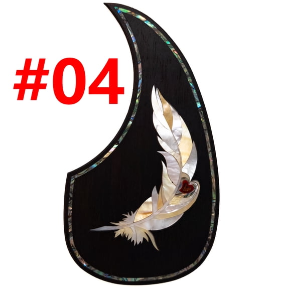 Acoustic Guitar Pickguard Solid Wood Pick Guard Anti-scrape Plate Inlaid Abalone Flower Self-adhesive for Martin D-48 Acoustic Guitar