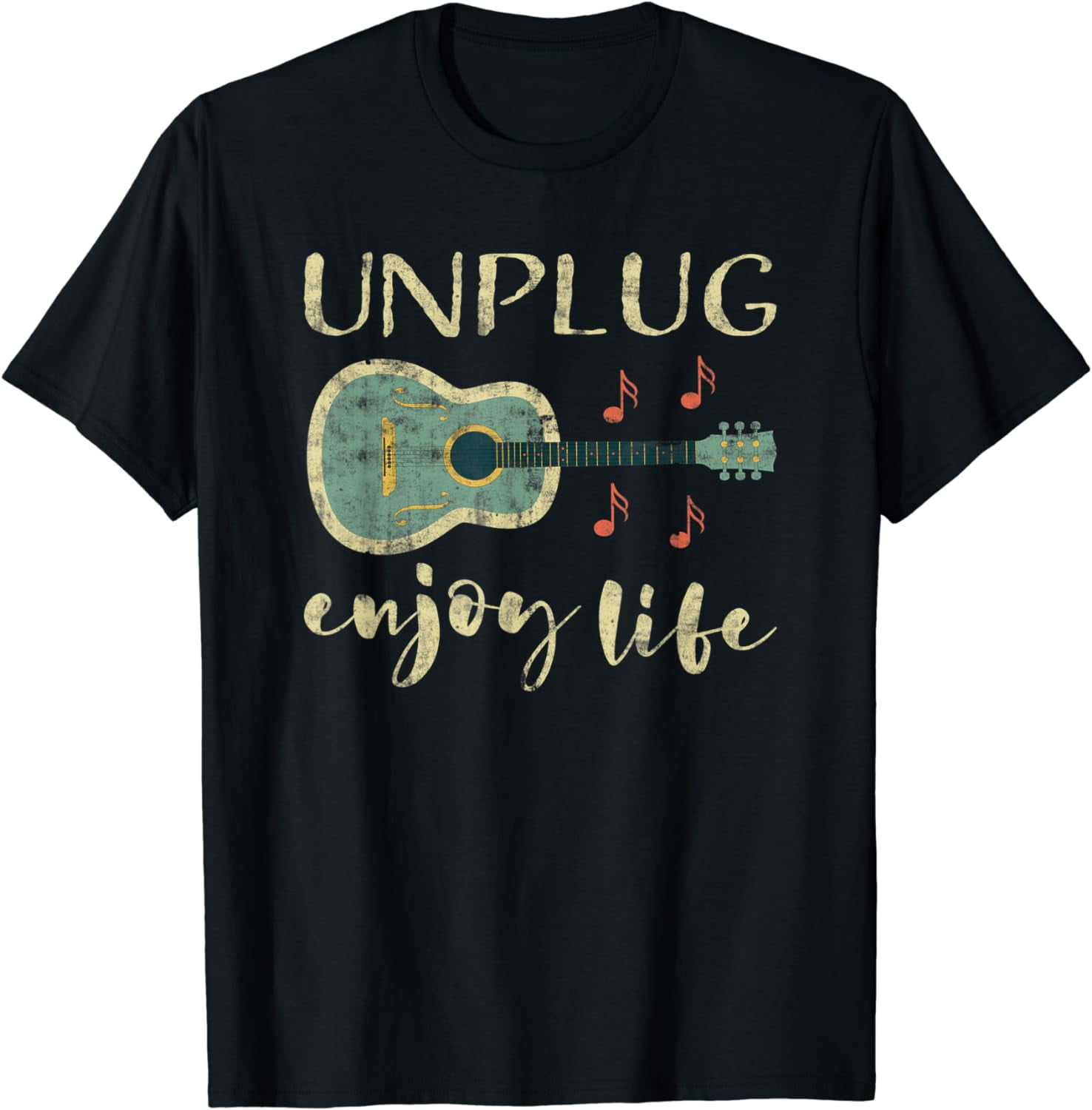 Acoustic Guitar Player Music Unplug Enjoy Life T-Shirt - Walmart.com