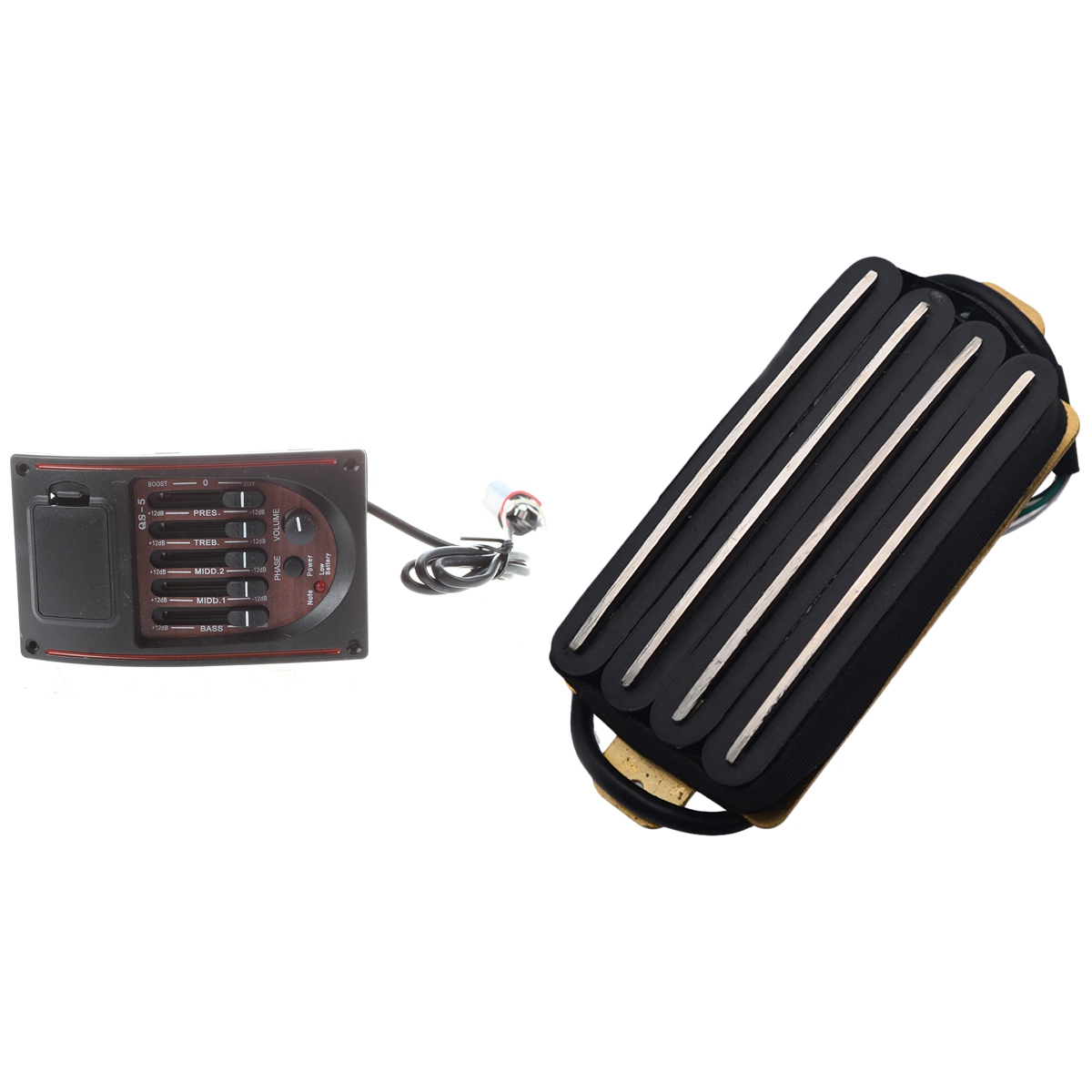 Akustikgitarre Preamp EQ-Tuner – Piezo-Tonabnehmer Mit 2-Band-Equalizer, 69x45 Mm, Schwarz, Für Verstärker