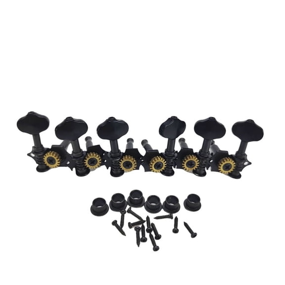 Acoustic Guitar String Tuning Pegs Kit with Screw Ferrule Universal Tuners Open Tuning Standard Accessories Black